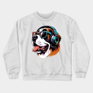 Smiling Saint Bernard DJ Grooves in Japanese Style Crewneck Sweatshirt